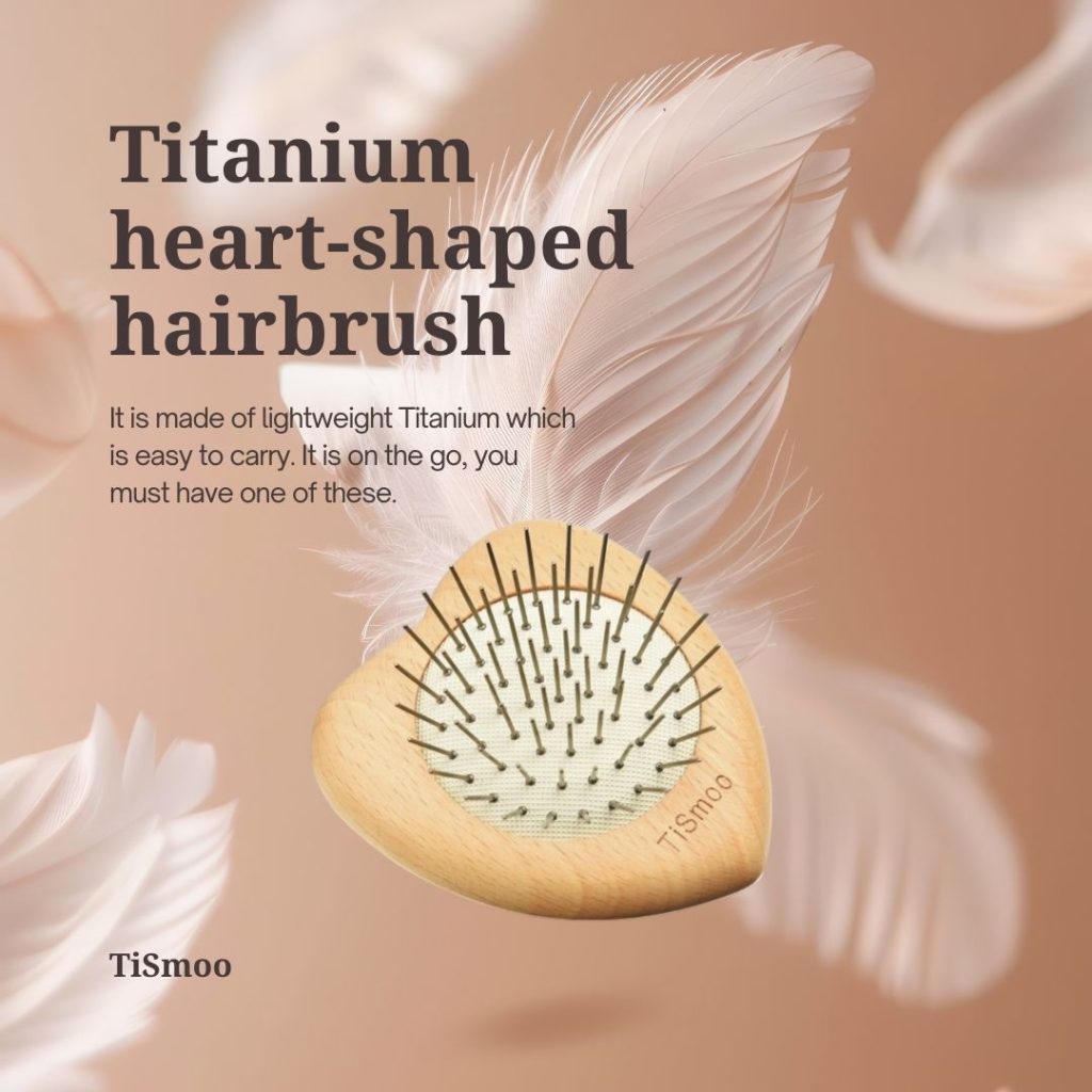 Titanium heart shaped hairbrush